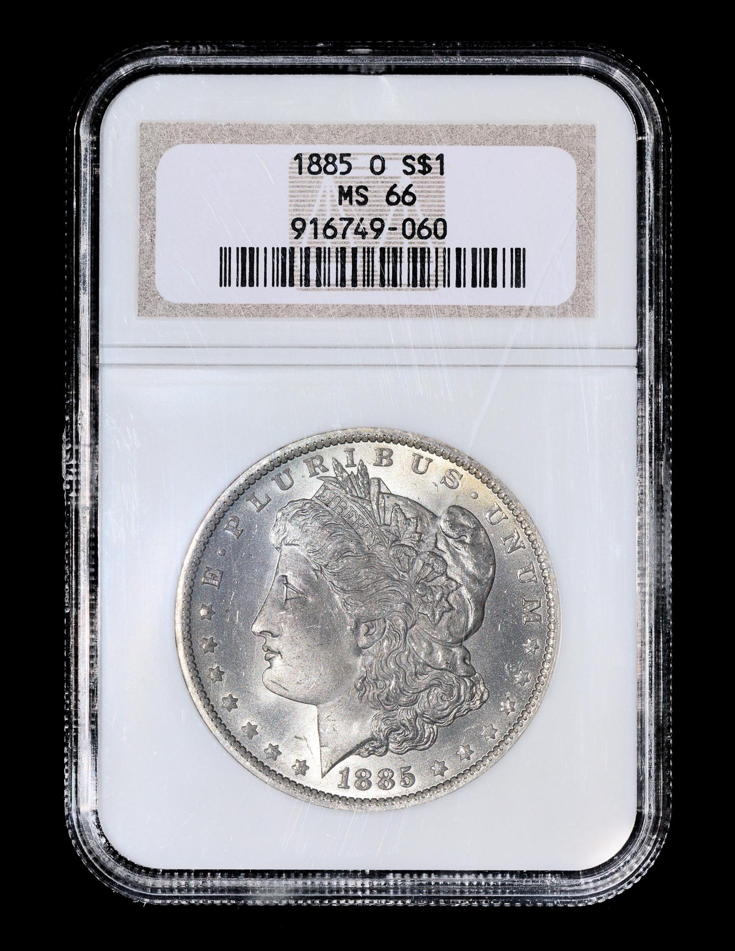 A United States 1885-O Morgan Silver $1 Coin — NGC graded MS66