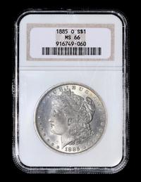 A United States 1885-O Morgan Silver $1 Coin — NGC graded MS66
