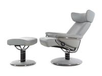 A Contemporary Italian Chrome-Finished Leather Lounge Chair and Ottoman