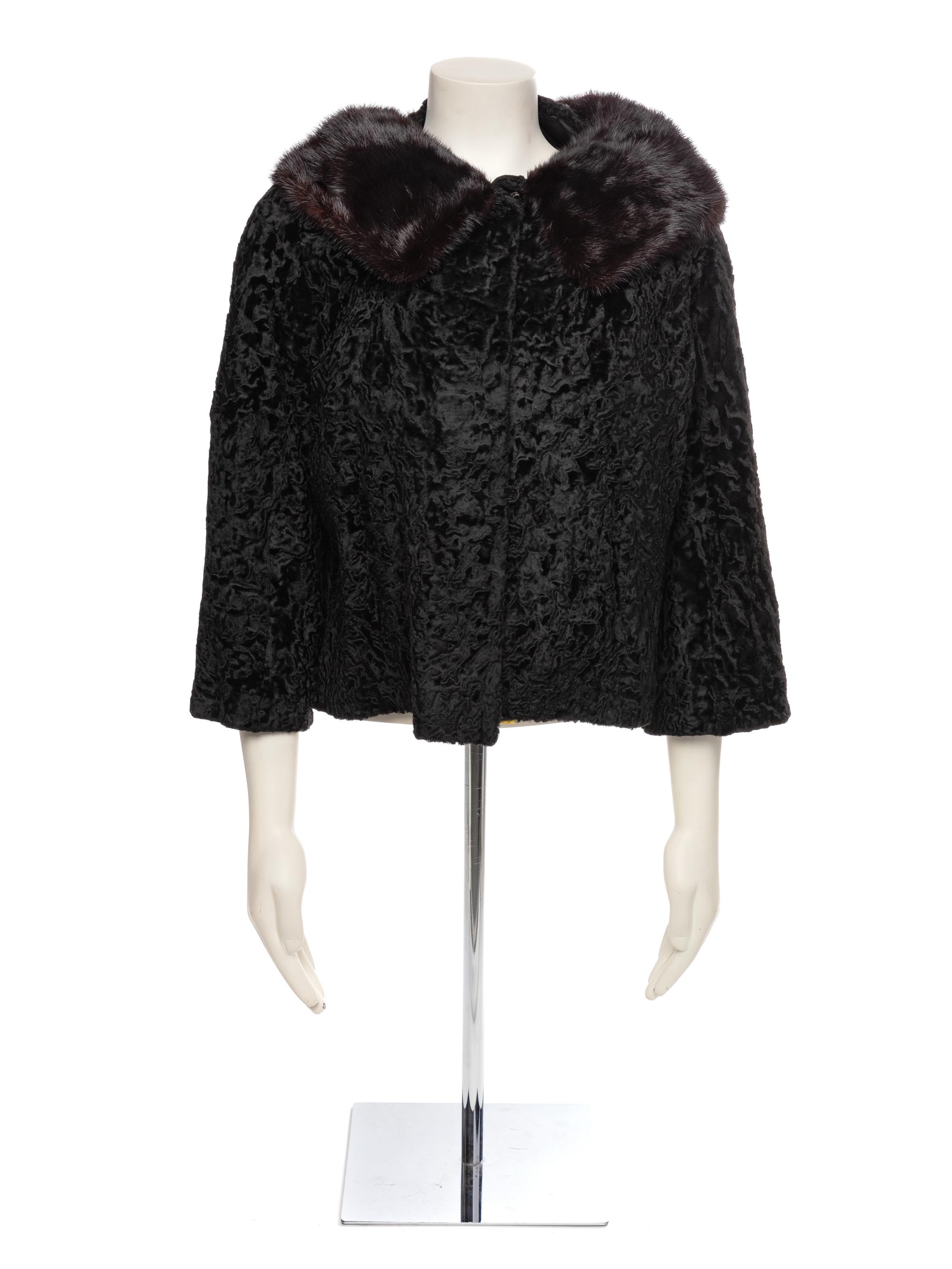 Neusteters Lambswool with Mink Collar Coat, 1960-80s
