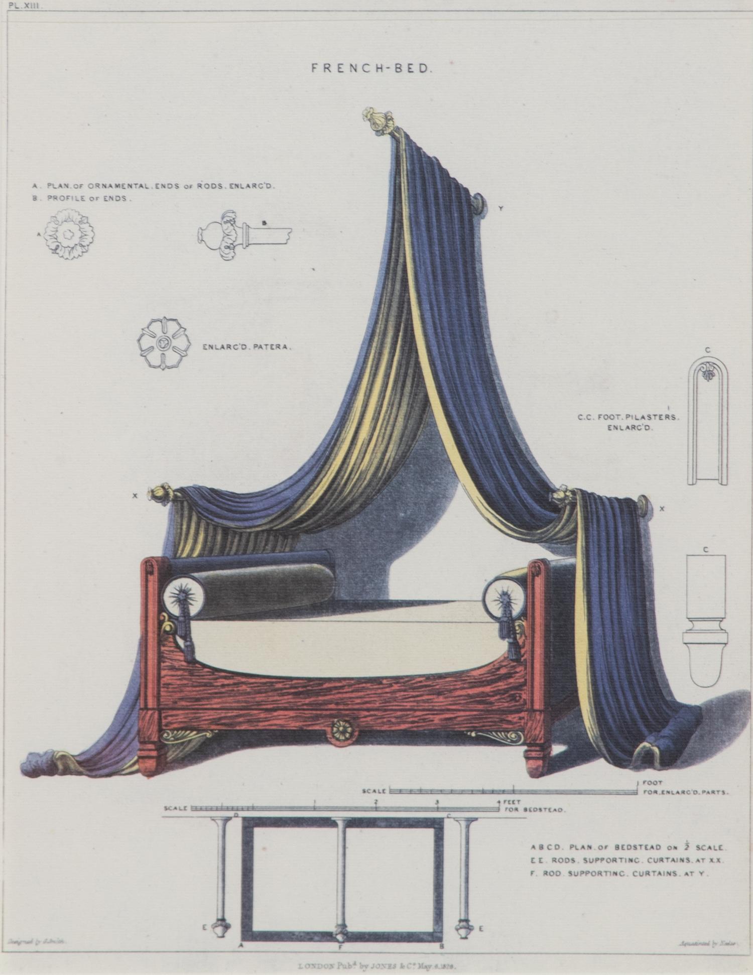 A Set of Nine Color Engravings of Furniture Design Framed height 23 x width 13 inches. — 20TH CENTURY