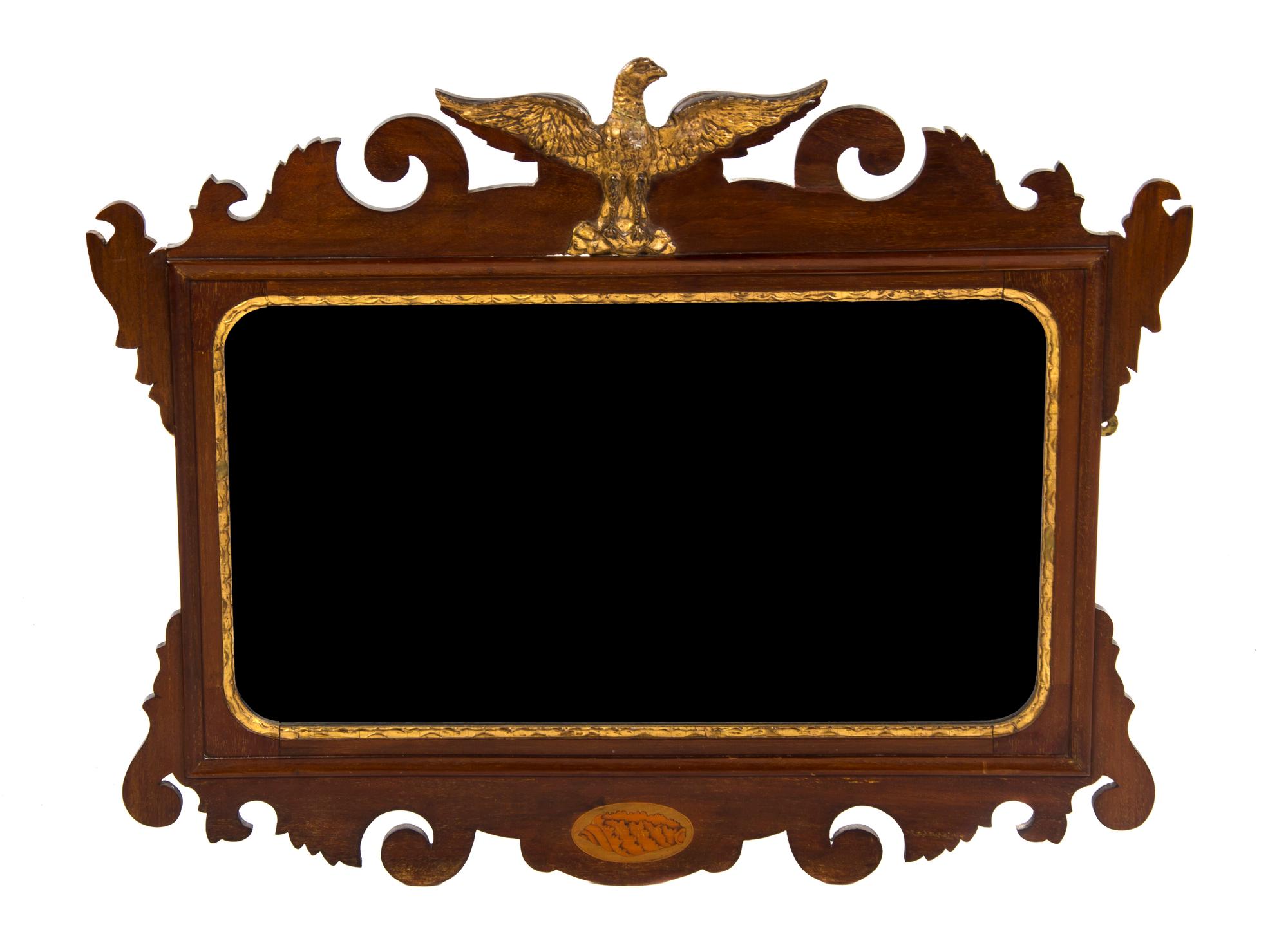 A Federal Style Giltwood and Mahogany Mirror, Height 24 x width 29 3/4 inches.