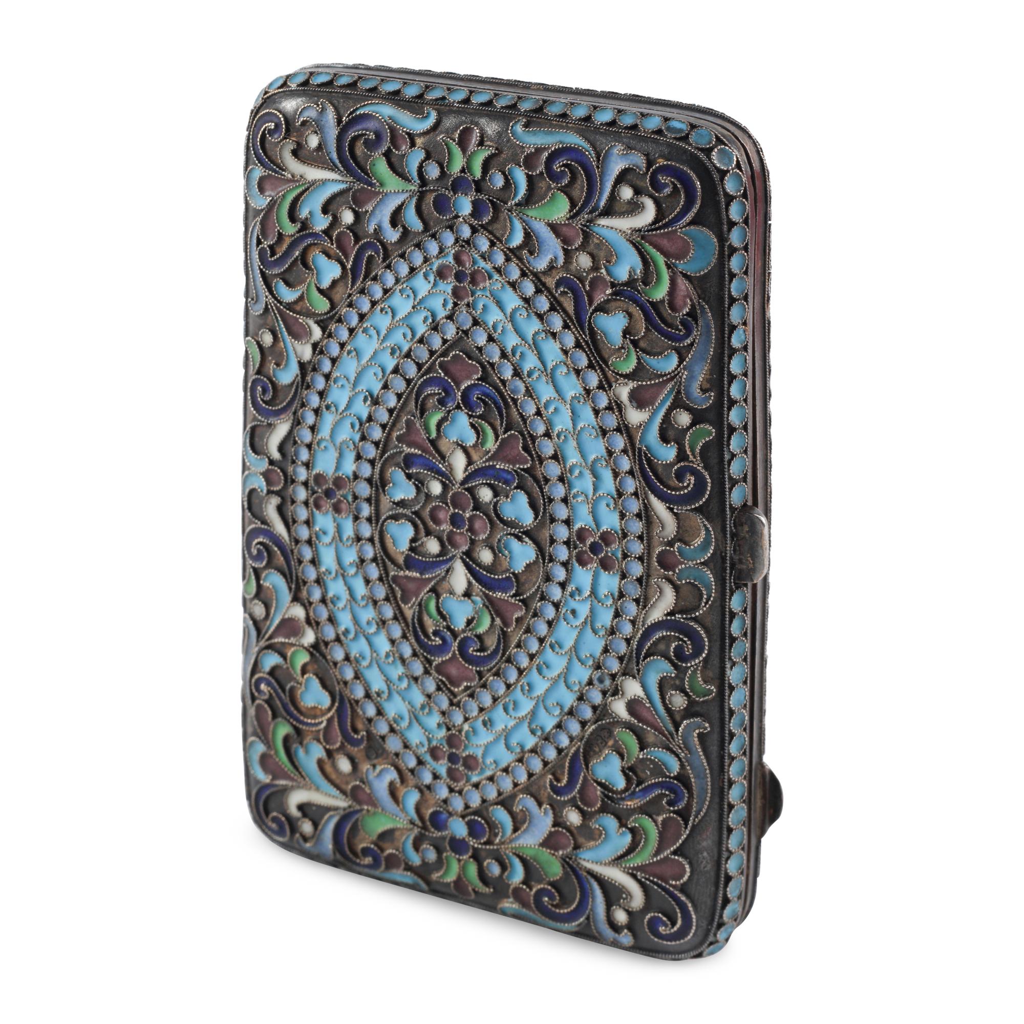 A Russian Silver and Enamel Cigarette Box