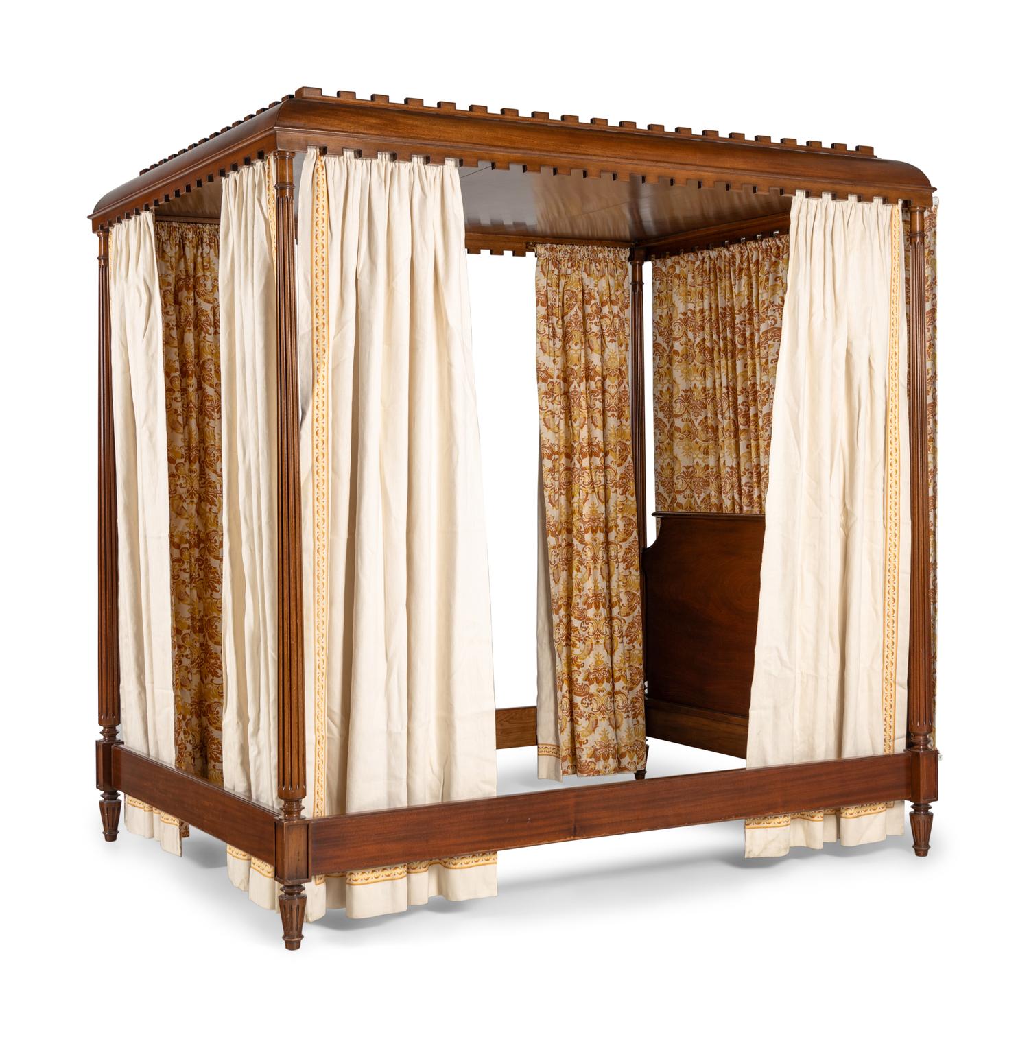 A George III Style Walnut Canopy Bed