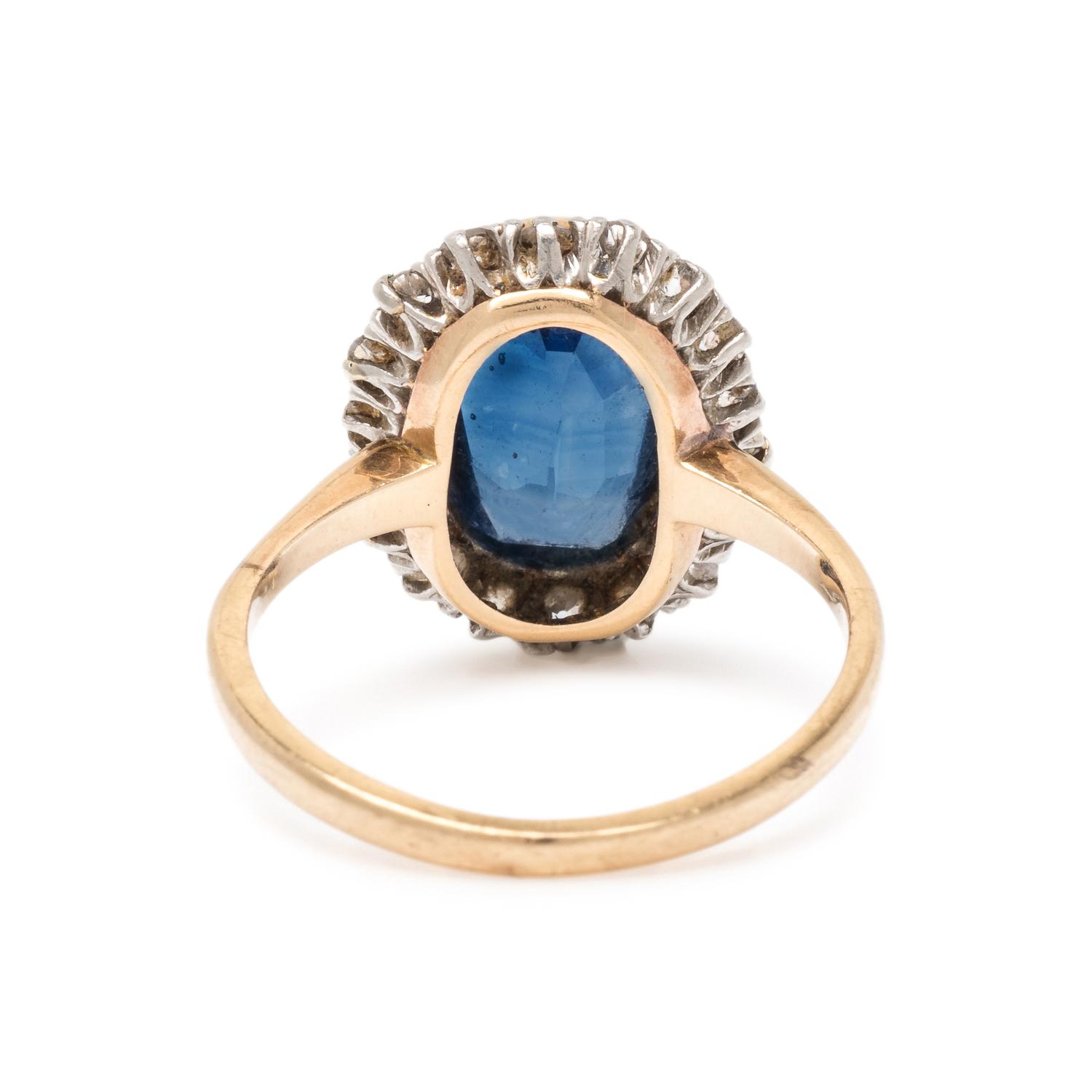 SYNTHETIC SAPPHIRE AND DIAMOND RING