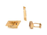 GOLD AND DIAMOND CUFFLINKS AND TIE CLIP