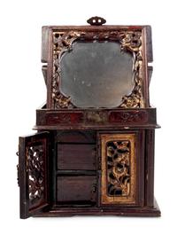 A Chinese Carved Wood Mirror Stand