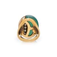 MAUBOUSSIN, CORAL, CHRYSOPRASE, AND DIAMOND RING