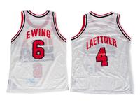 A Group of Two 1992 USA Olympic Basketball (Dream Team) Signed Basketball Jerseys Including Patrick Ewing (Beckett Authentication Services BAS Certified),