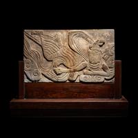 A Chinese Carved Terracotta 'Apsara' Panel, Liao Dynasty or Later — 遼或以後 磚雕祥云飞天
