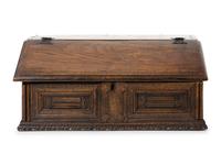 An English Carved Oak Slope-Lid Table Box