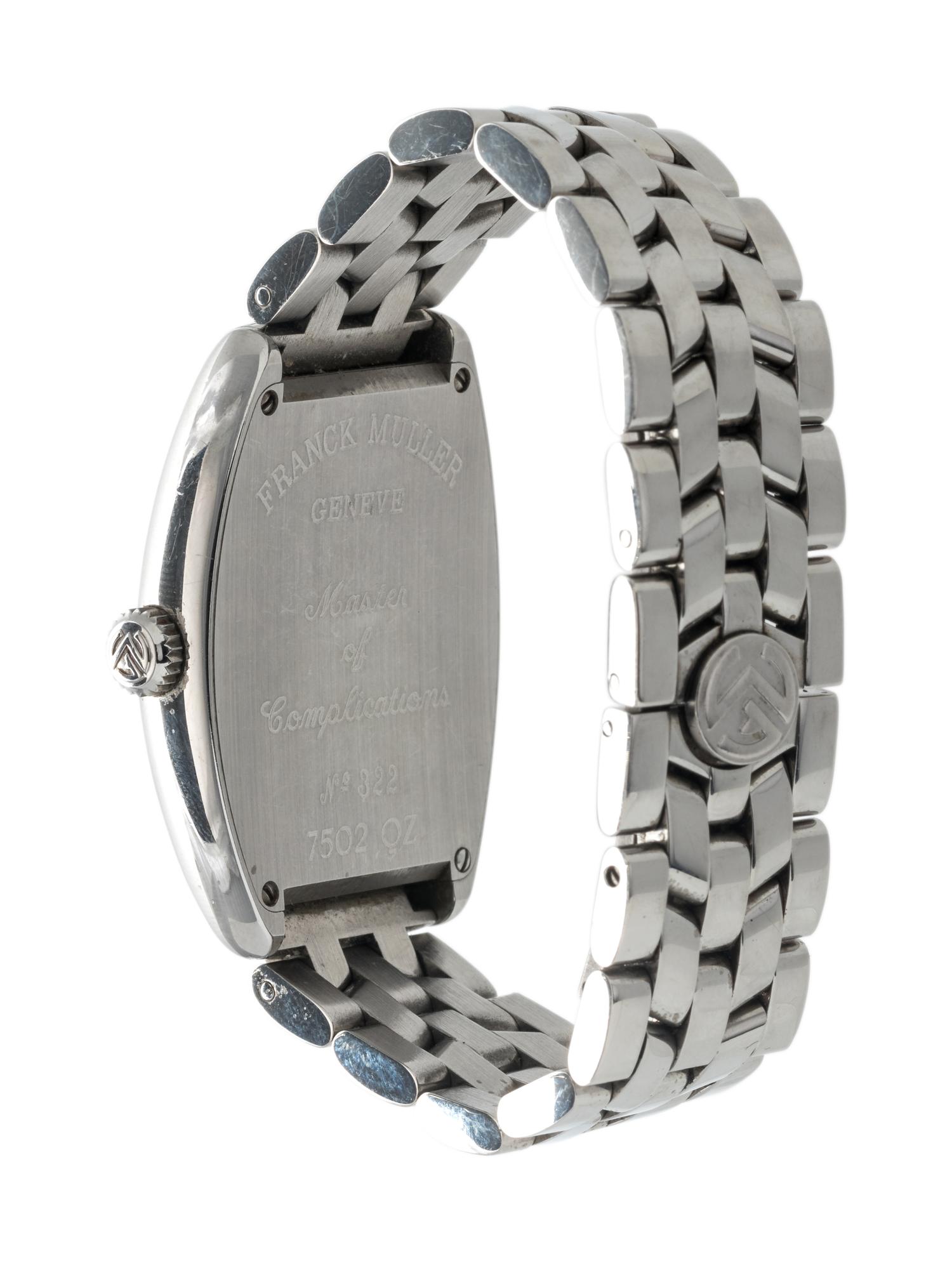 FRANCK MULLER, STAINLESS STEEL REF. 7502 QZ 'CINTREE CURVEX' WRISTWATCH