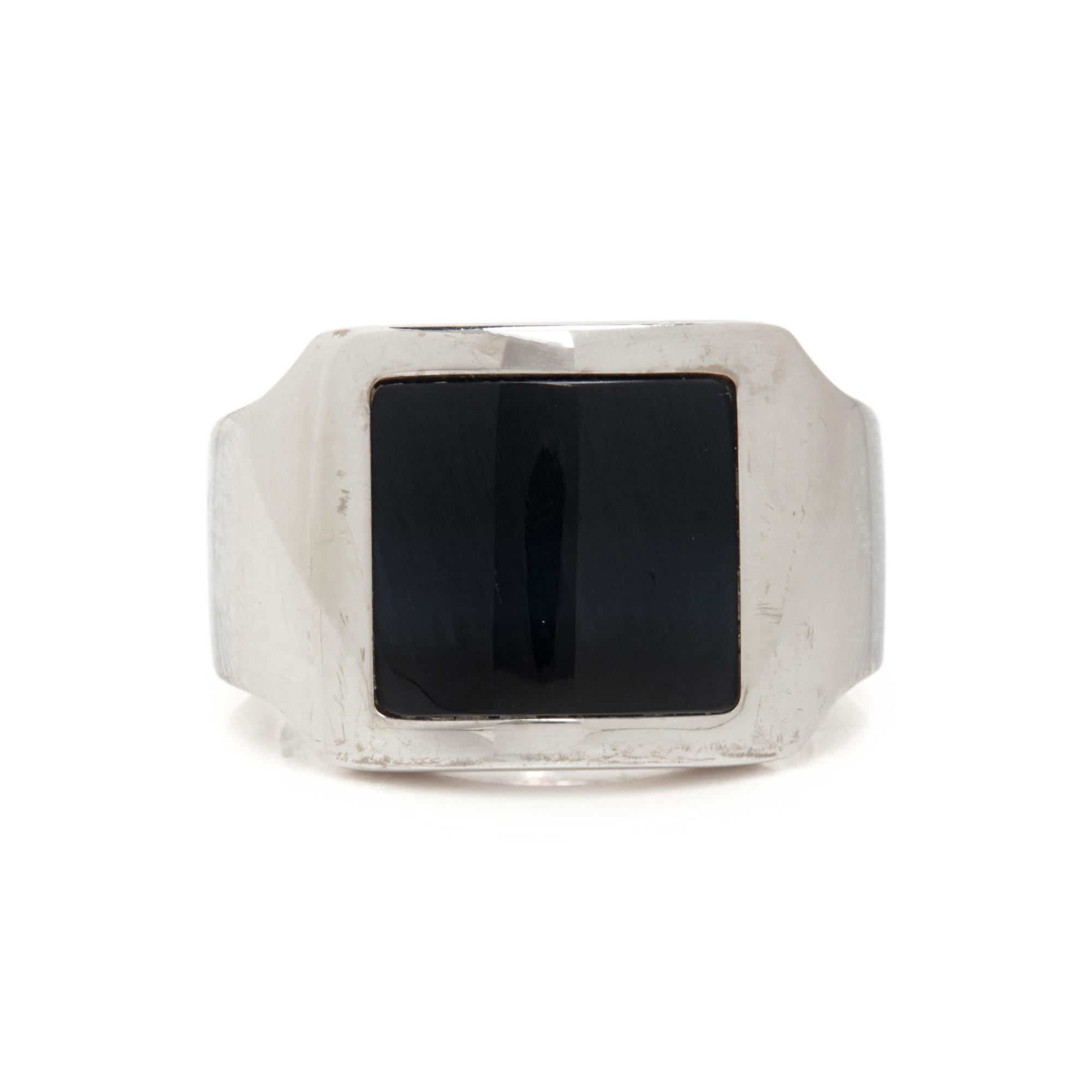 CARTIER, WHITE GOLD 'SANTOS DUMONT' HAWK'S EYE RING