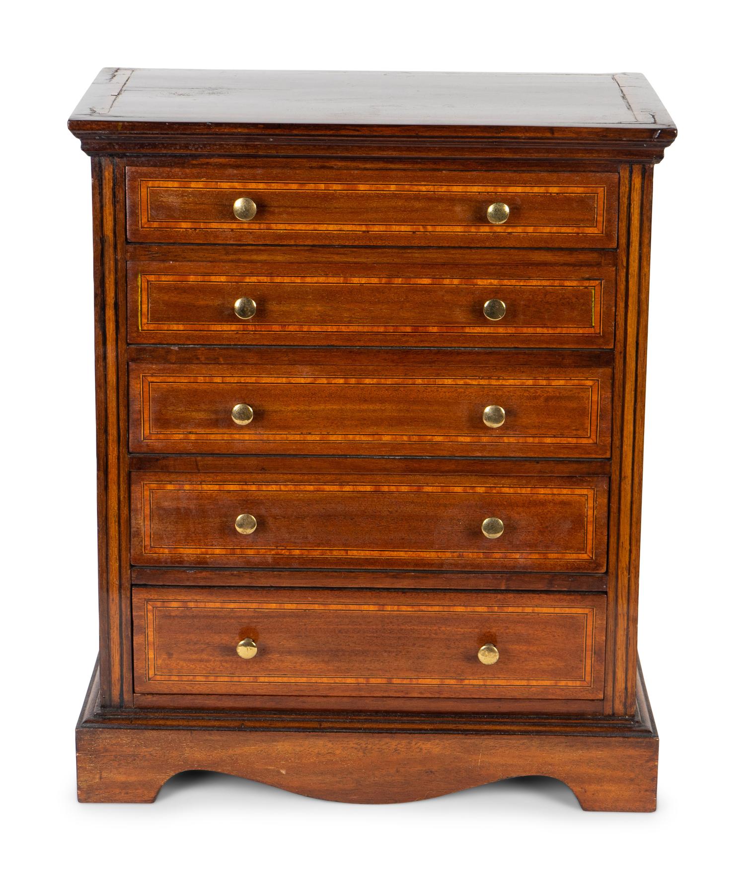 A George III Style Inlaid Mahogany Miniature Chest of Drawers — EARLY 20TH CENTURY