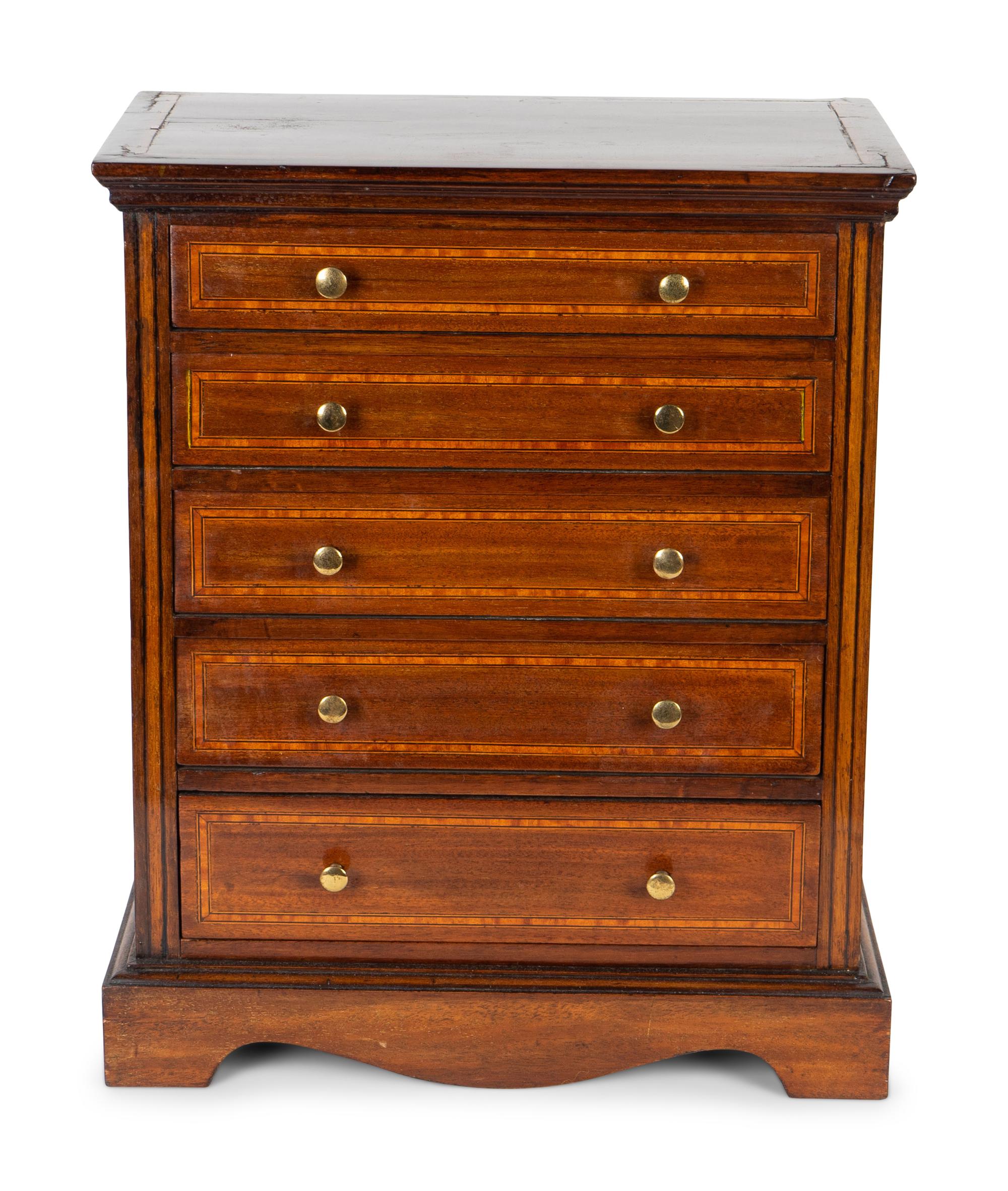 A George III Style Inlaid Mahogany Miniature Chest of Drawers — EARLY 20TH CENTURY