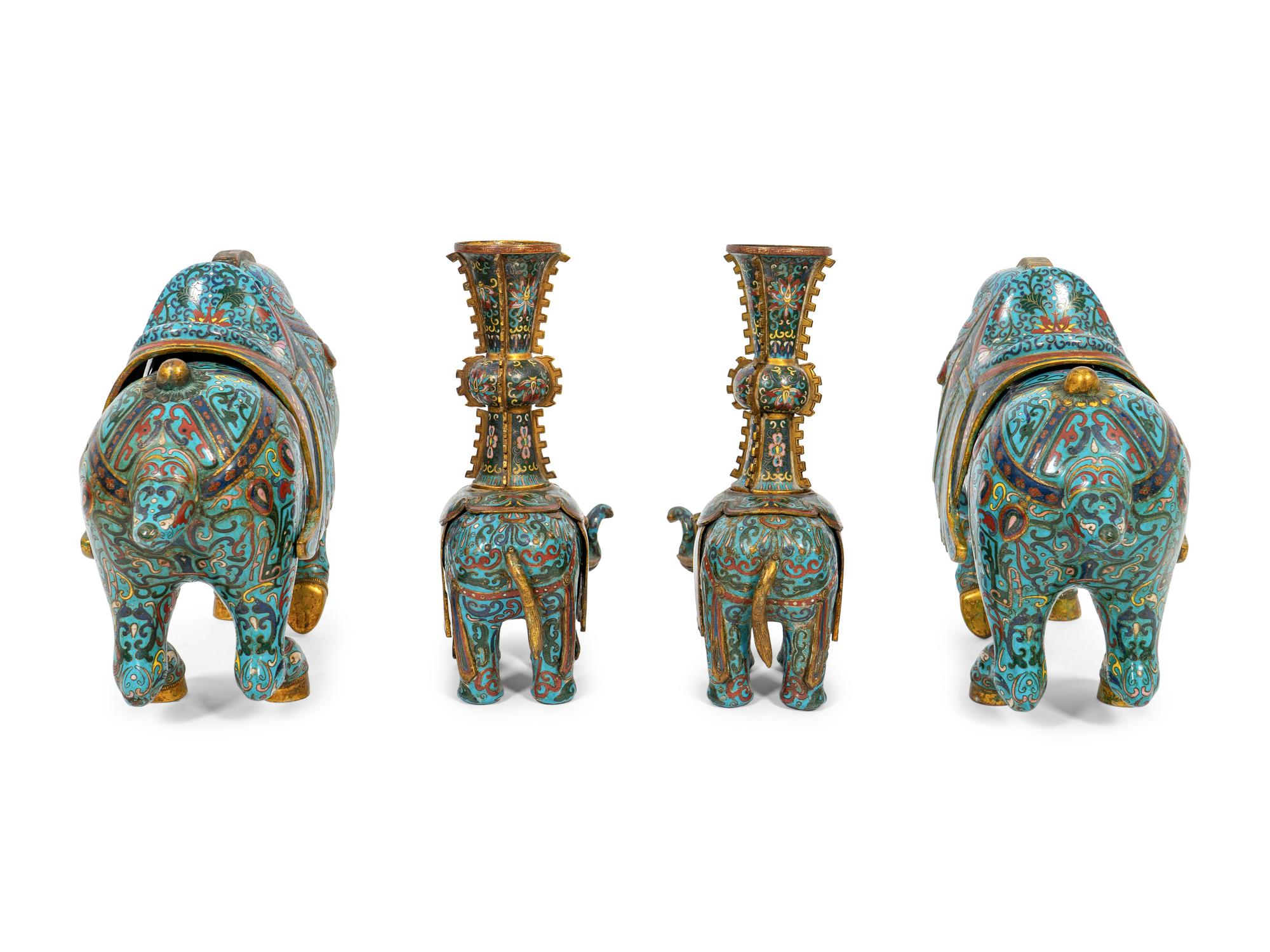 Two Pairs of Chinese Cloisonne Animals