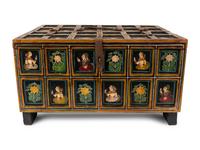 An Indian Polychromed Wood Coffer