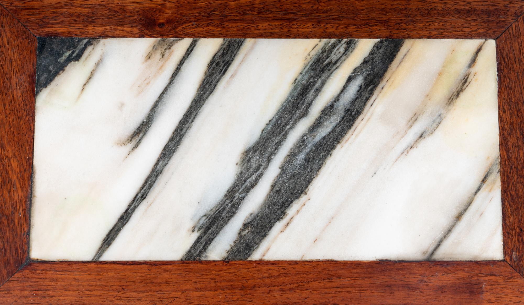 A Chinese Marble Inset Huali Wood Stand