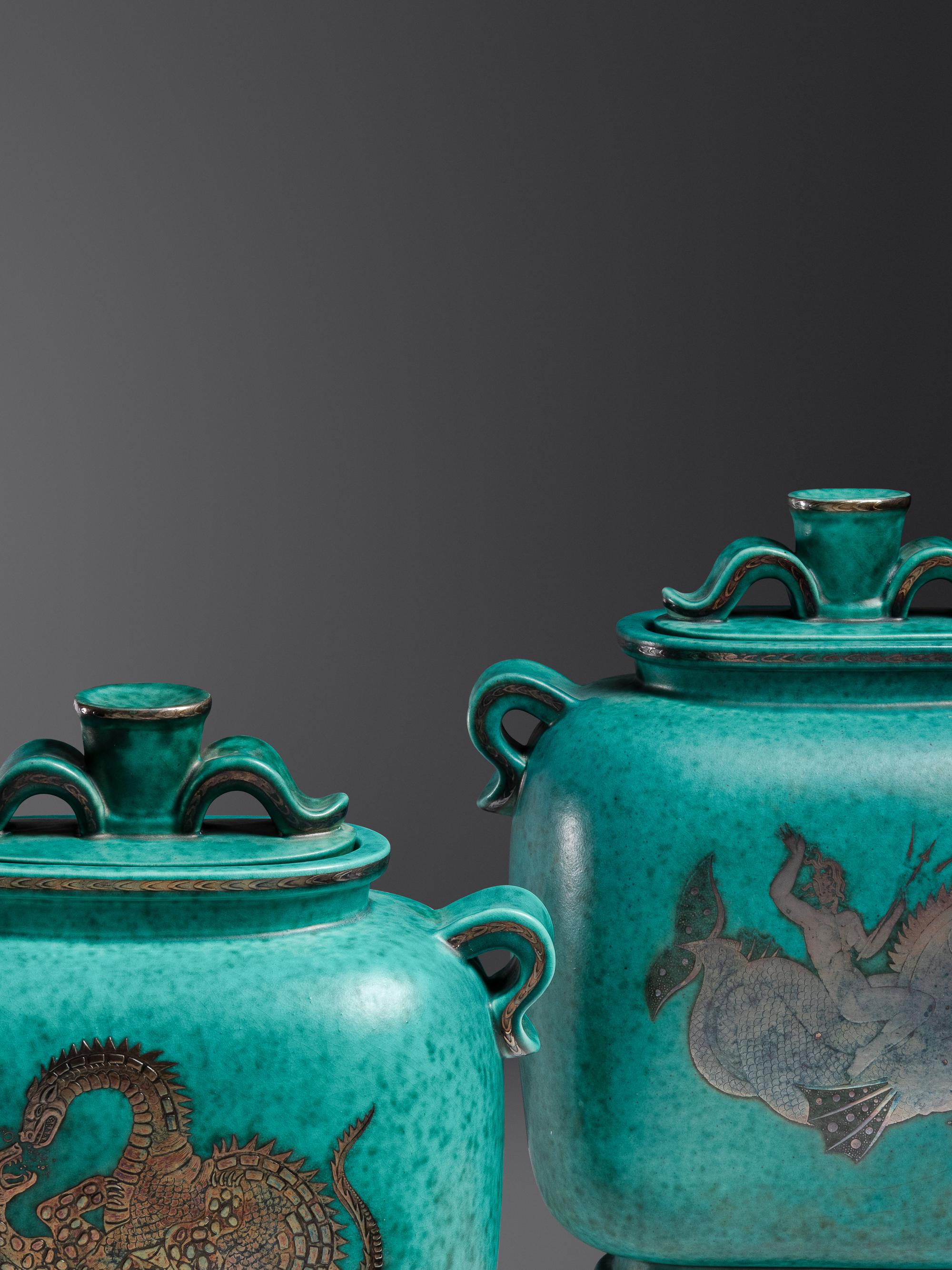 Two Argenta Lidded Vessels Gustavsberg, Sweden