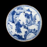 A Chinese Blue and White Porcelain Circular Plaque