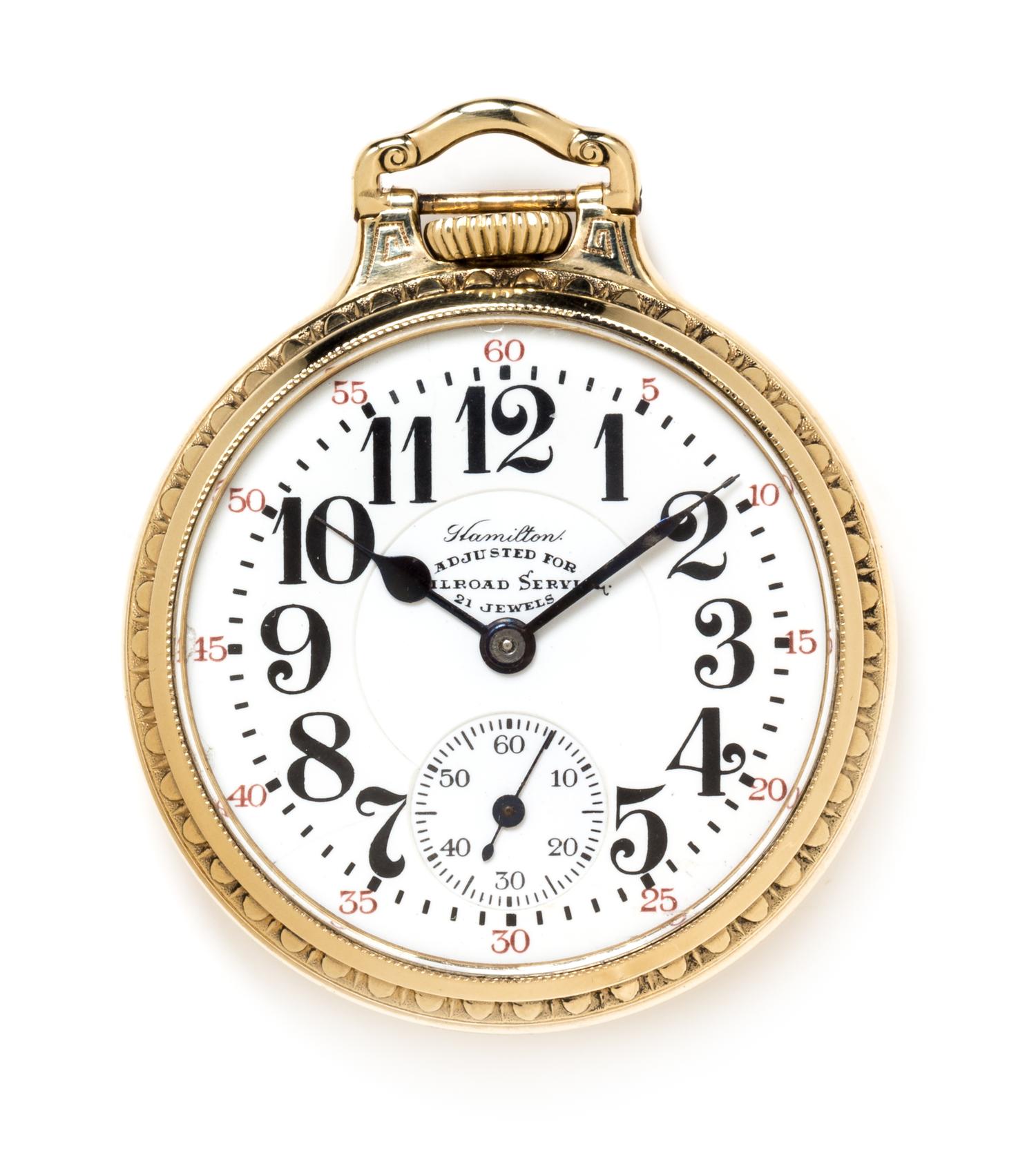 A Gold Filled Open Face 'Railroad Service' Pocket Watch, Hamilton, Circa 1921, 61.10 dwts.