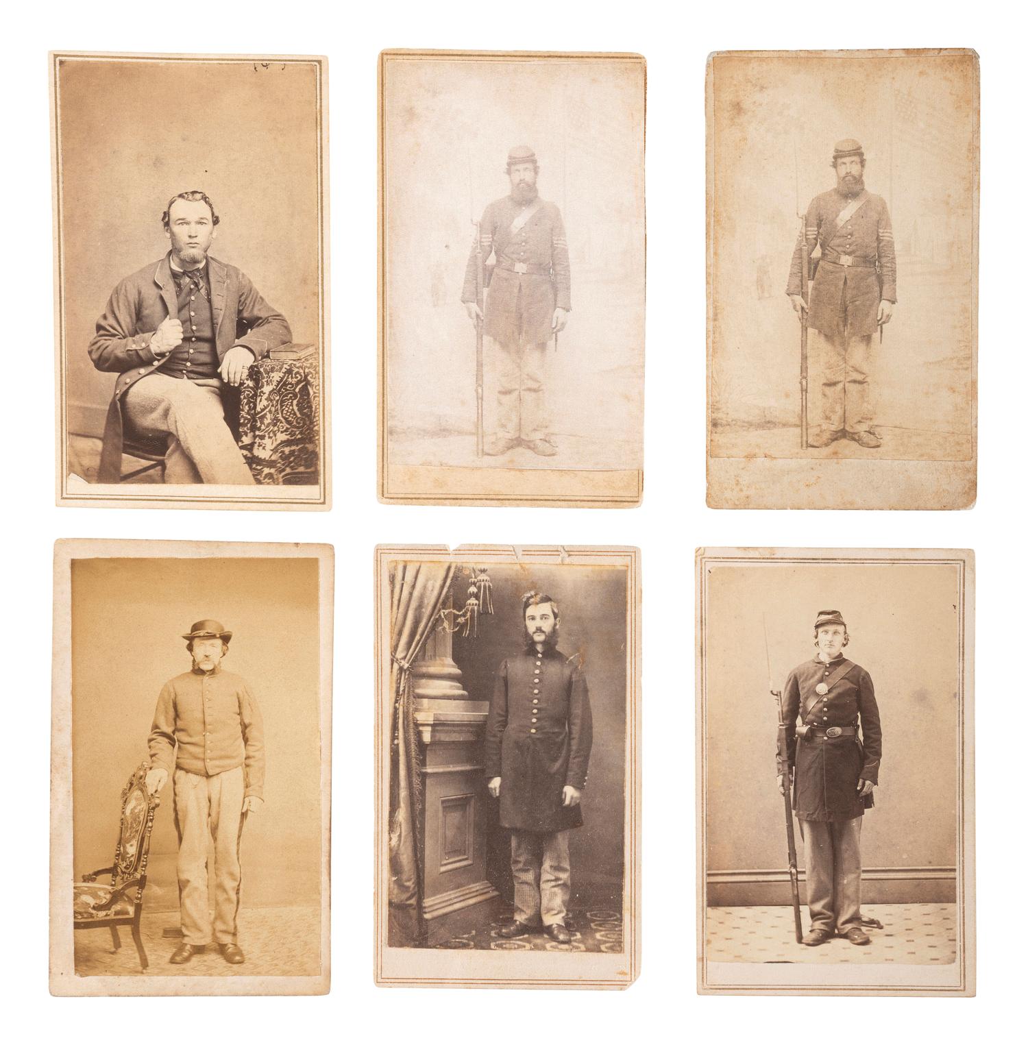 [CIVIL WAR]. A group of 27 CDVs of Union soldiers, many identified subjects from the 144th New York Infantry.