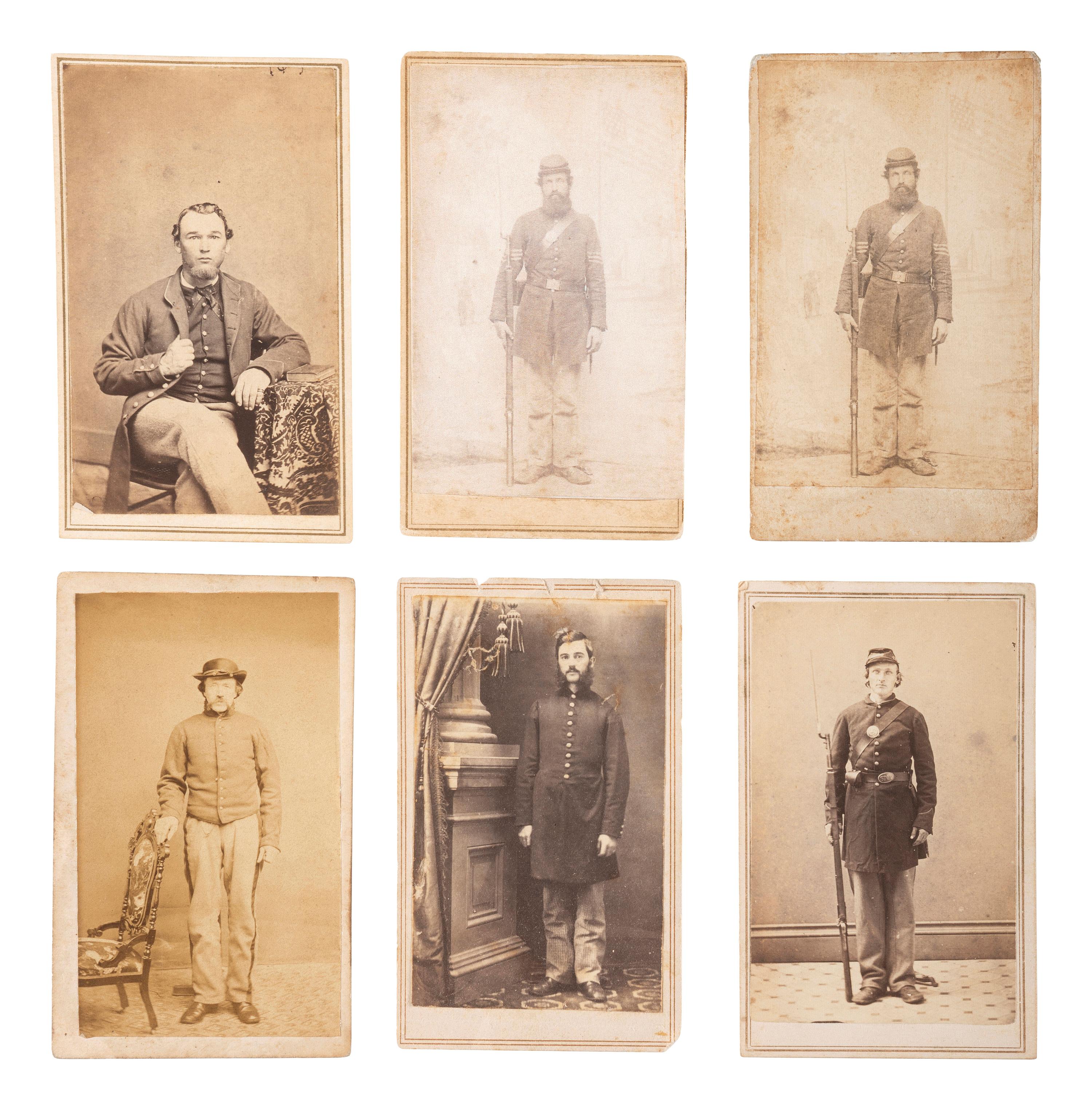 [CIVIL WAR]. A group of 27 CDVs of Union soldiers, many identified subjects from the 144th New York Infantry.
