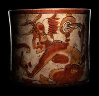 A Maya Polychrome Cylinder Vessel