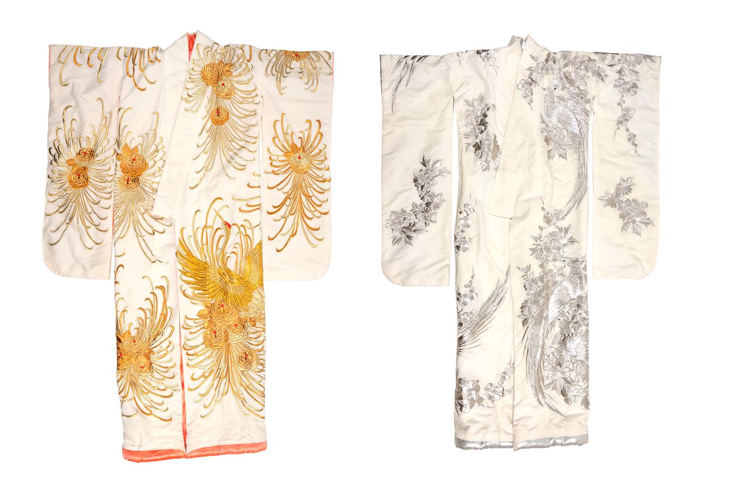 Two Embroidered Silk Robes, Furisode