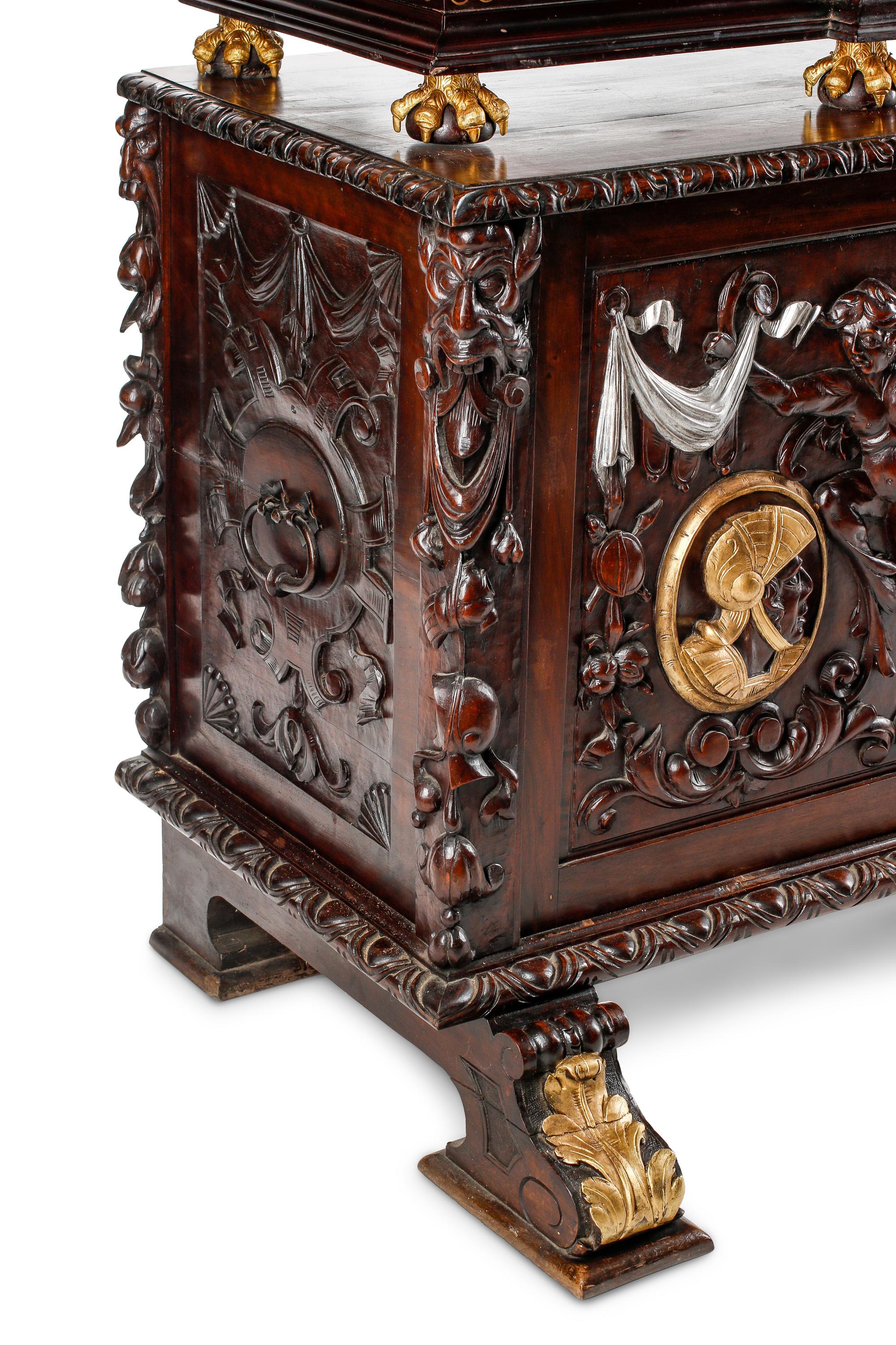 An Italian Renaissance Style Semiprecious Stone-Inlaid Collector's Cabinet on Stand