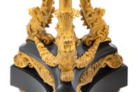 A Pair of Empire Style Gilt Bronze and Slate Candlesticks Height 14 1/8 inches. — 19TH CENTURY