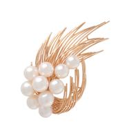YELLOW GOLD AND CULTURED PEARL BROOCH