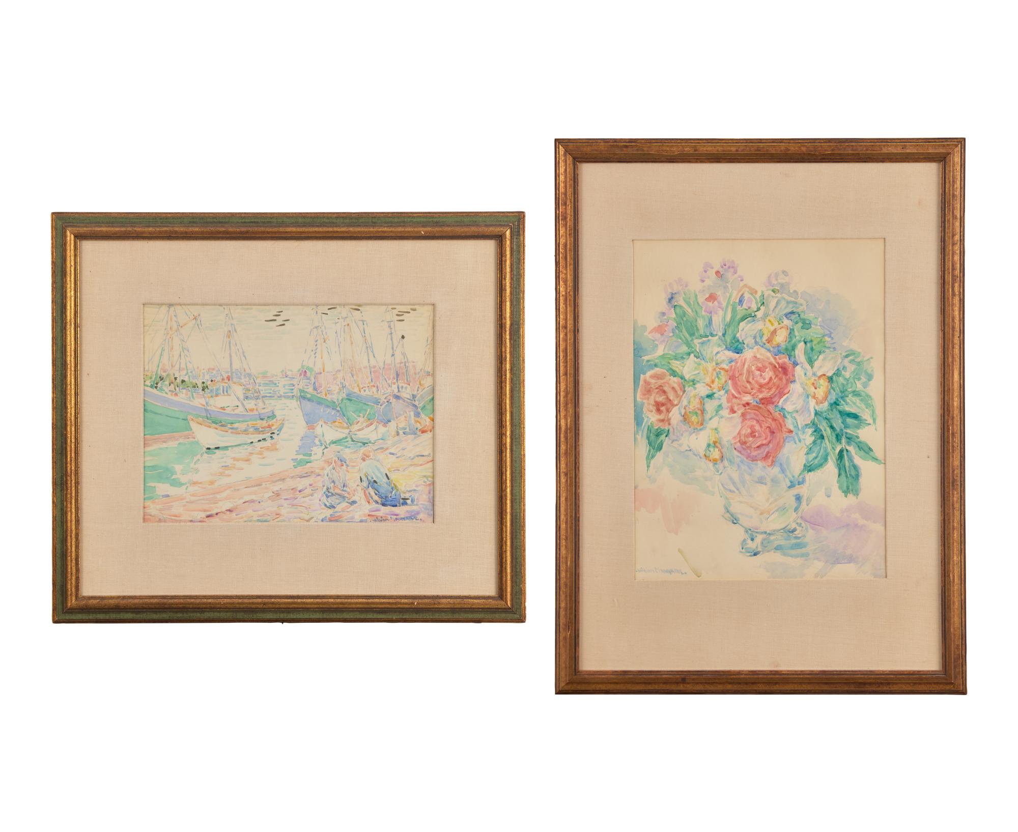 Study for Marblehead Harbor ; together with Still Life with Flowers (Two Works)
