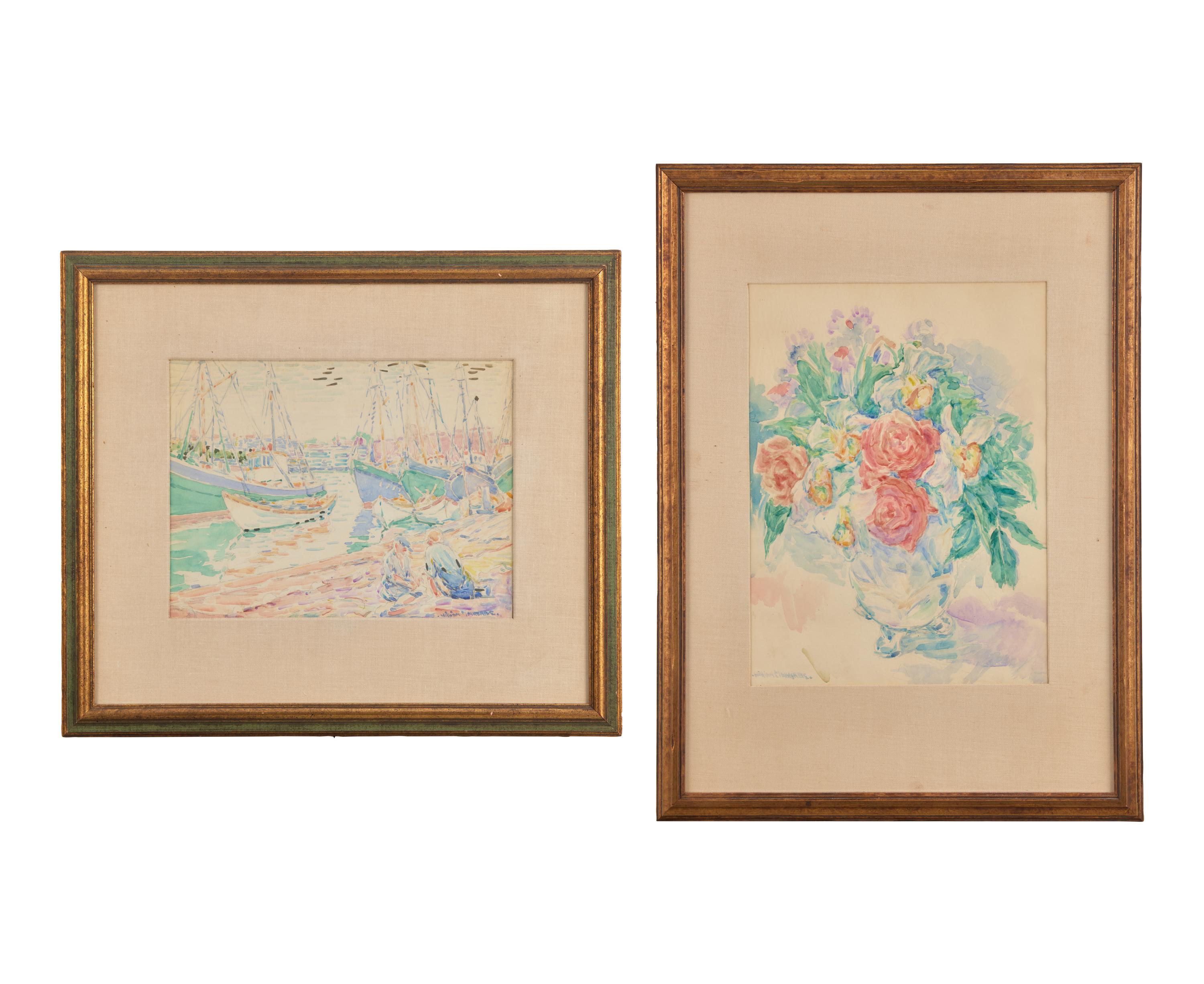 Study for Marblehead Harbor ; together with Still Life with Flowers (Two Works)