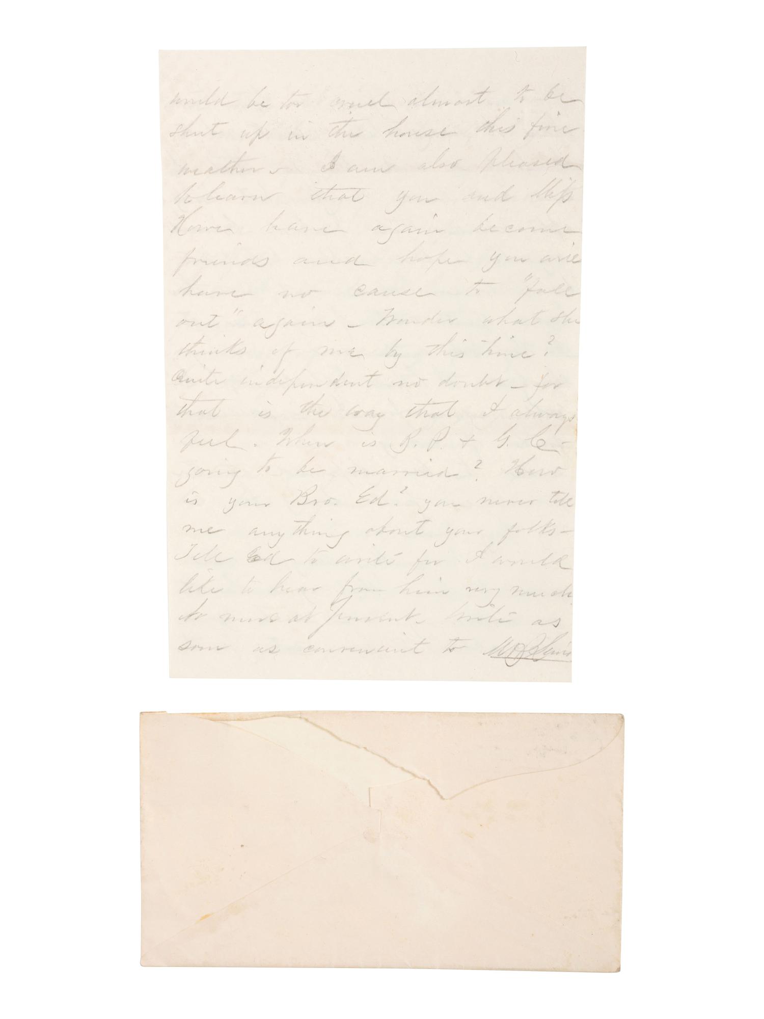 [CIVIL WAR]. A collection of 30 letters associated with West Point Cadet and 2nd Lieutenant Martin Van Buren Lewis, 8th US Infantry, and his wife. 1857 -1863.