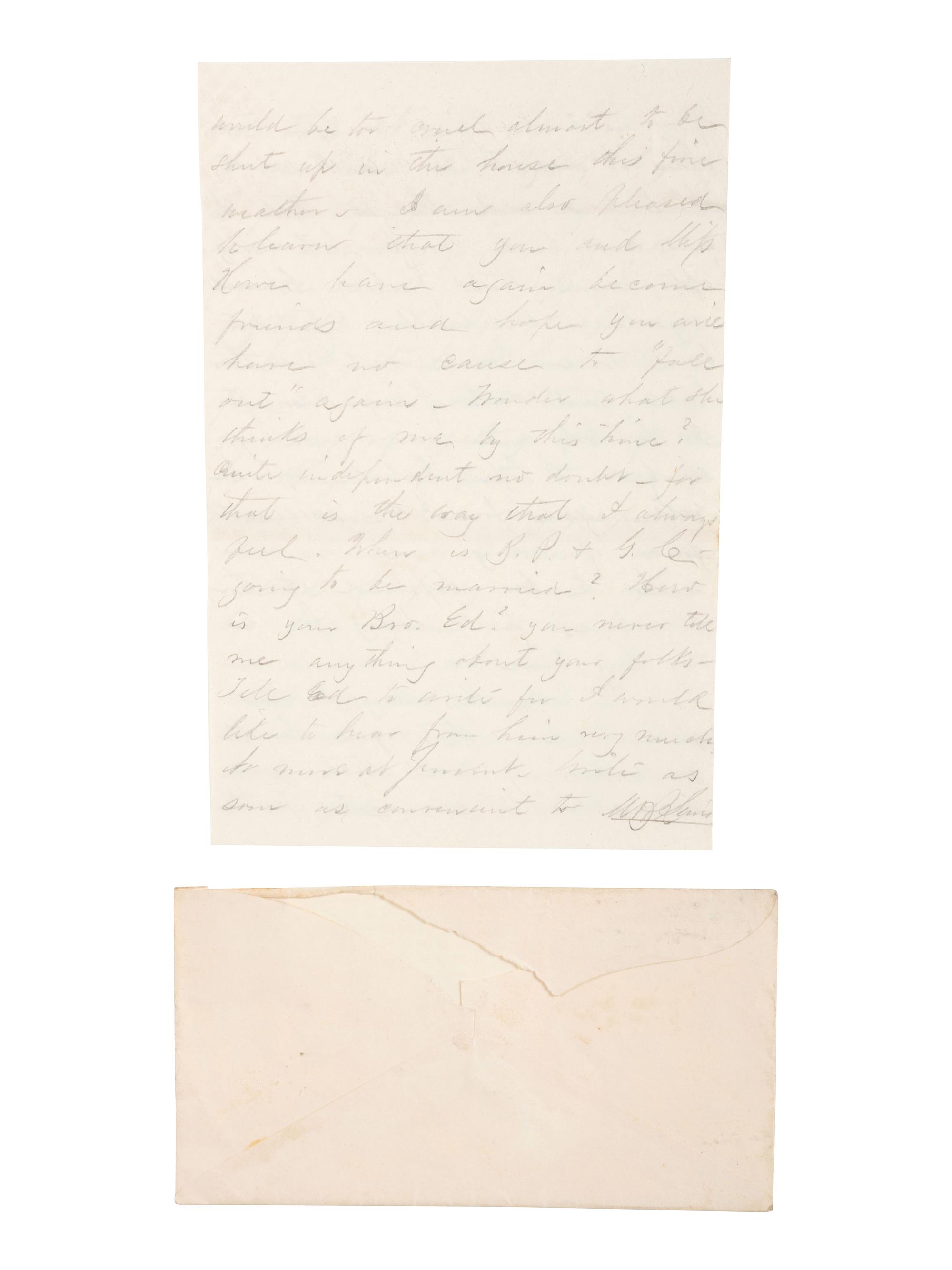 [CIVIL WAR]. A collection of 30 letters associated with West Point Cadet and 2nd Lieutenant Martin Van Buren Lewis, 8th US Infantry, and his wife. 1857 -1863.