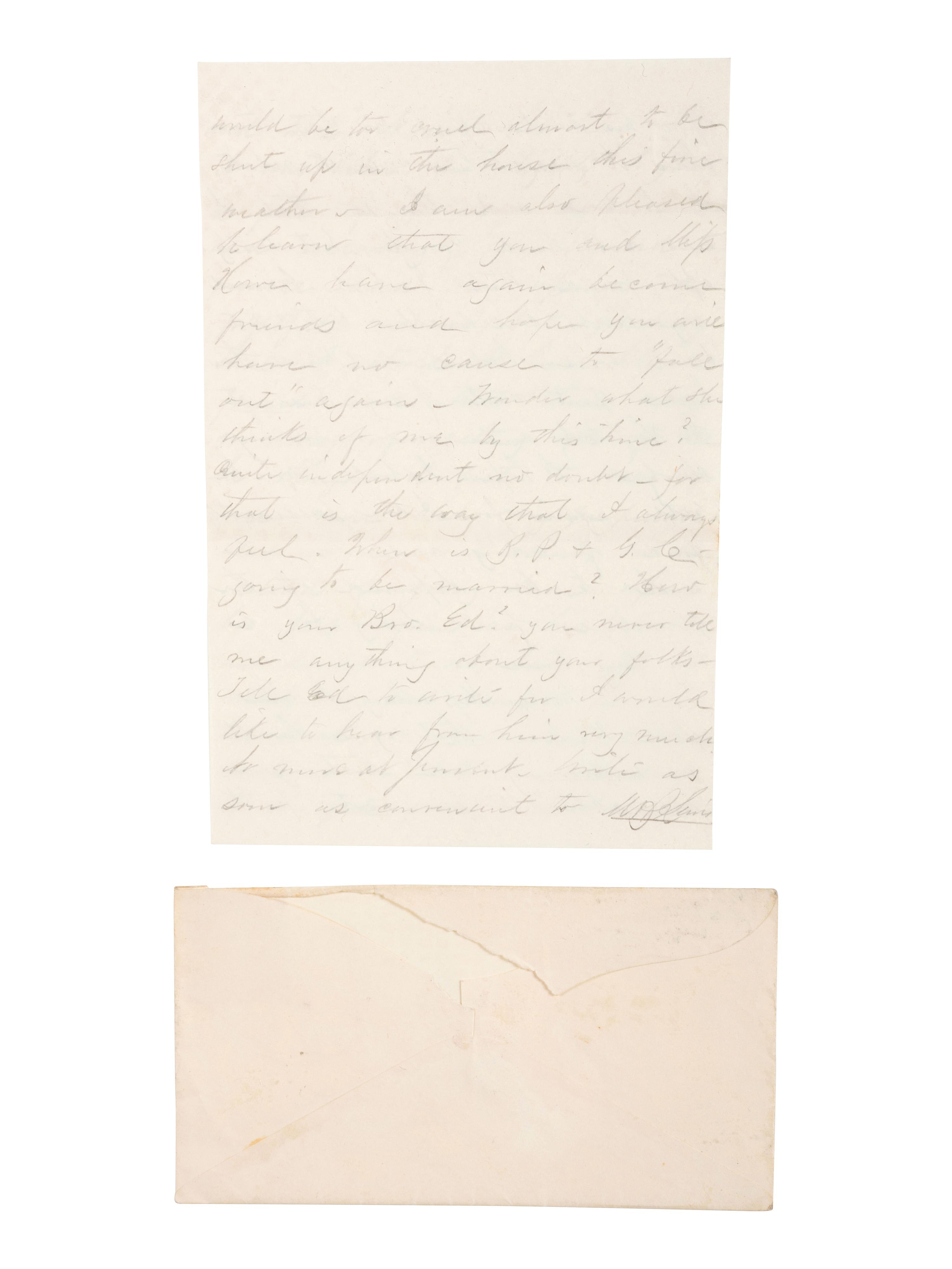 [CIVIL WAR]. A collection of 30 letters associated with West Point Cadet and 2nd Lieutenant Martin Van Buren Lewis, 8th US Infantry, and his wife. 1857 -1863.