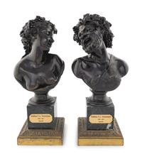 A Pair of Continental Bronze Busts