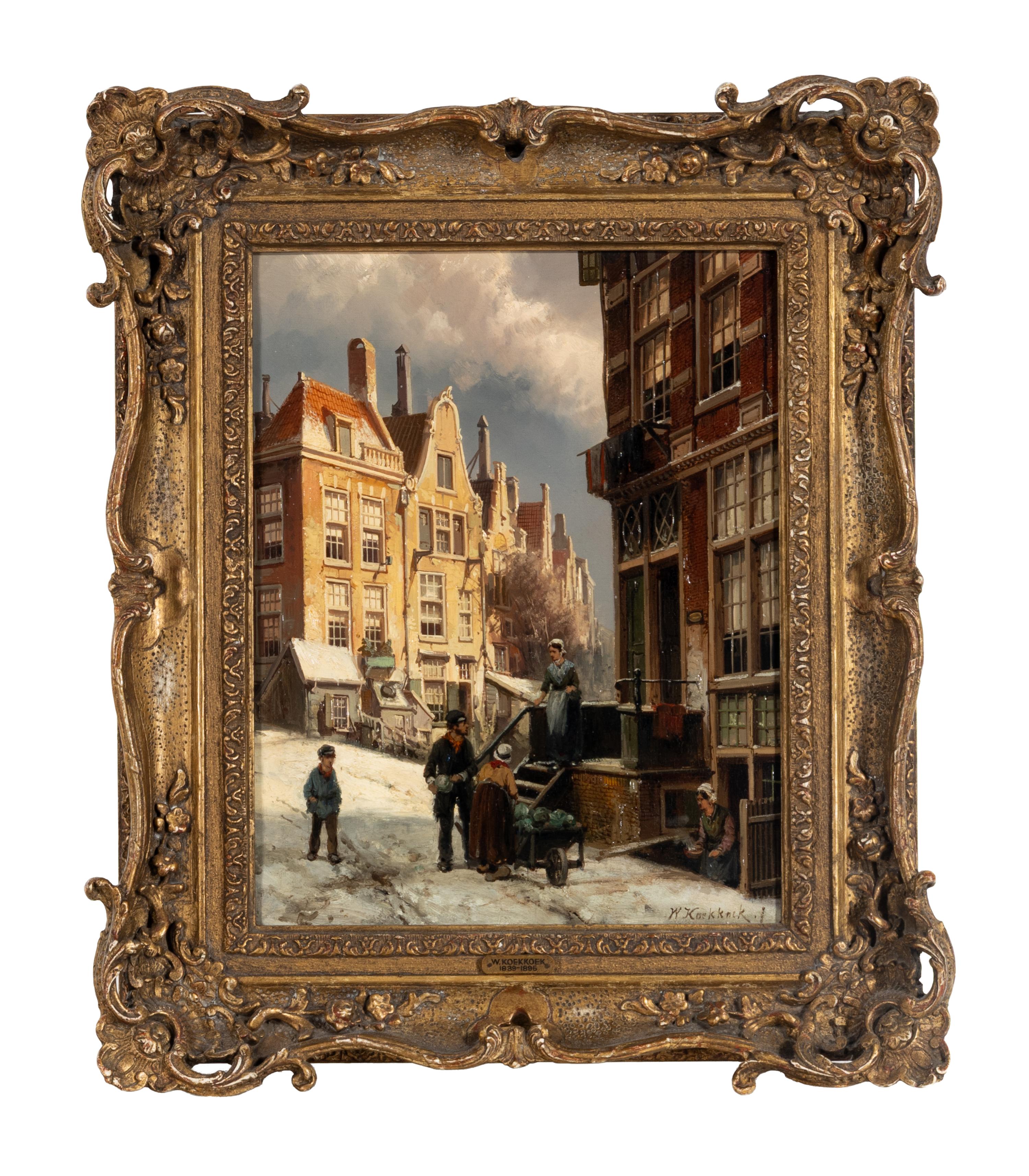 Willem Koekkoek (Dutch, 1839-1895) — Dutch Street in Winter