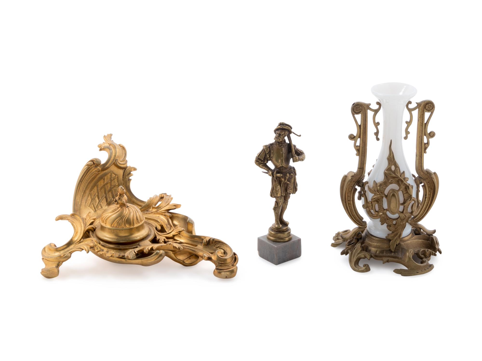 A Louis XV Style Gilt Bronze Inkwell Stamped Gady