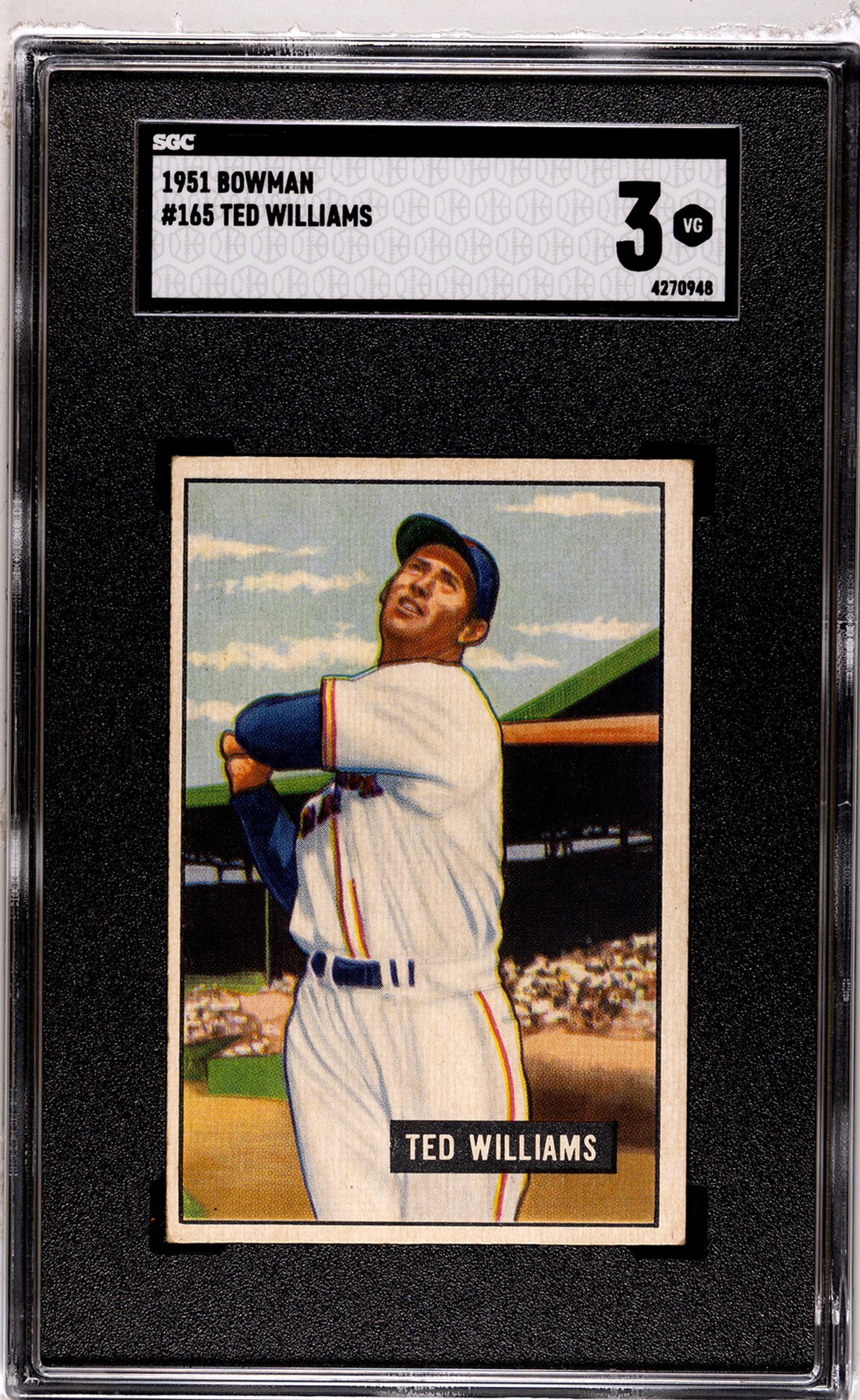A 1951 Bowman Ted Williams Baseball Card No. 165 (SGC 3 VG)