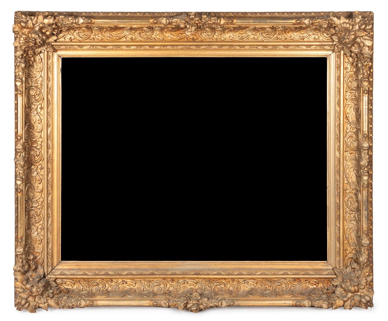 A Victorian Style Giltwood Over Mantle Mirror 50 x 62 inches.