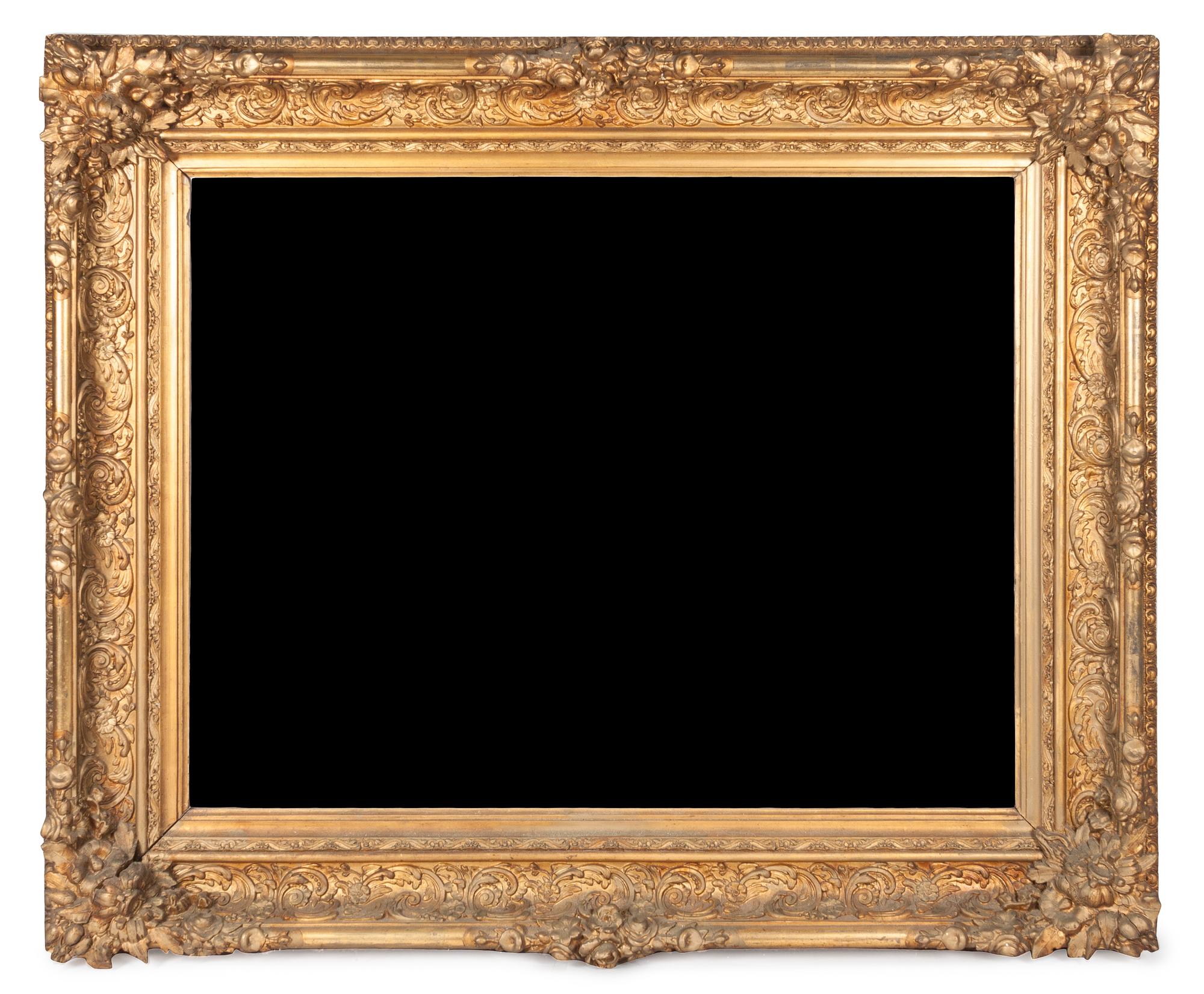 A Victorian Style Giltwood Over Mantle Mirror 50 x 62 inches.