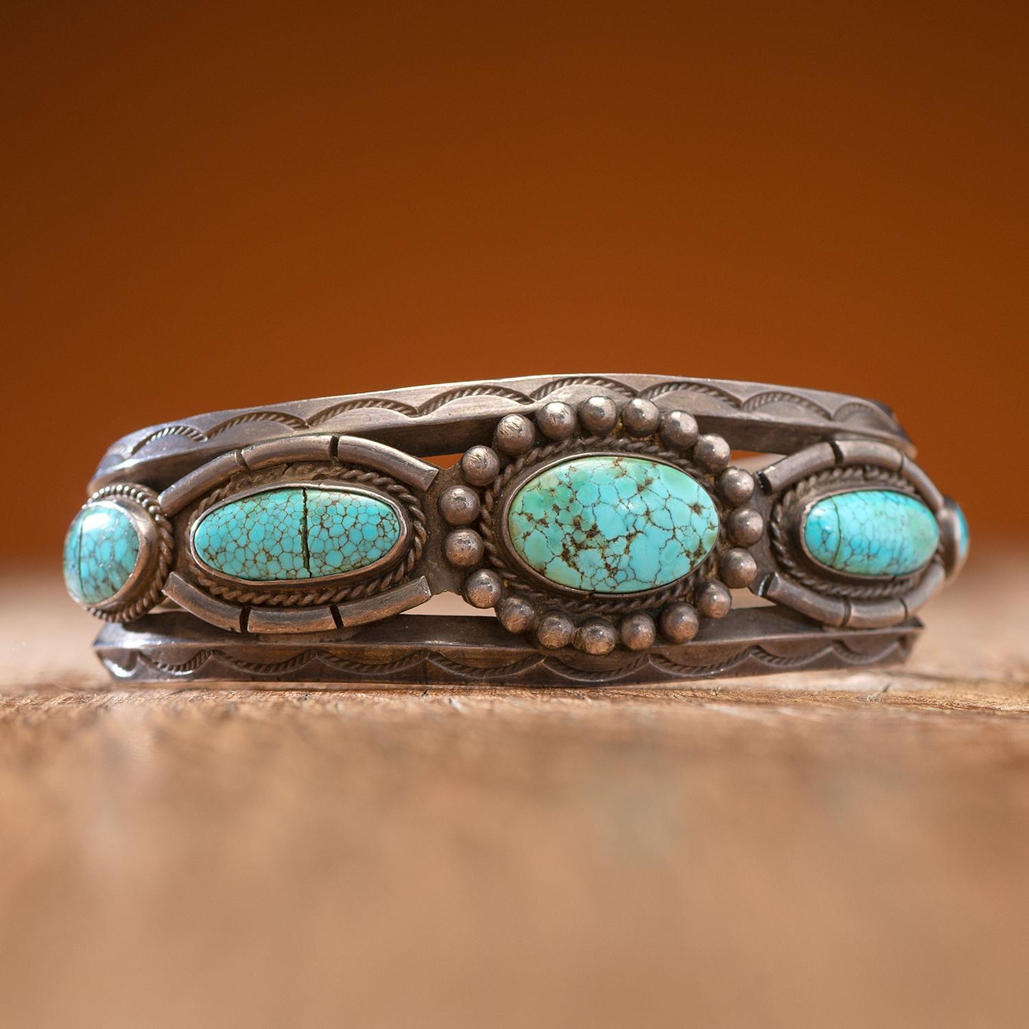 Navajo Silver and Turquoise Cuff Bracelet