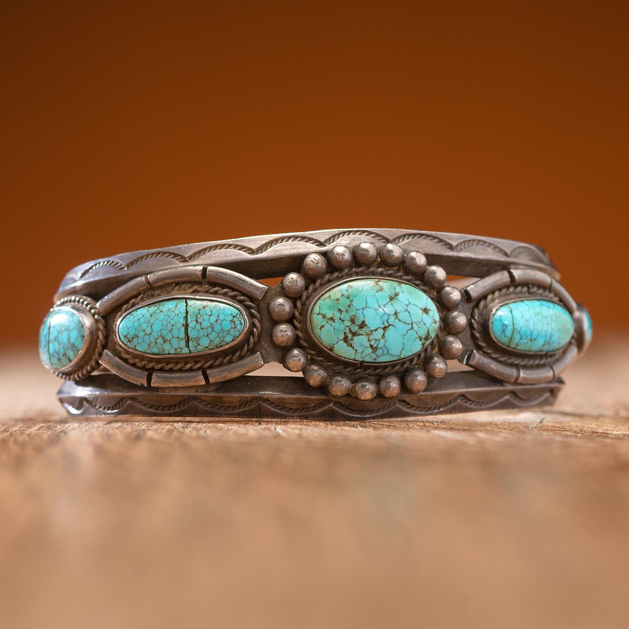Navajo Silver and Turquoise Cuff Bracelet