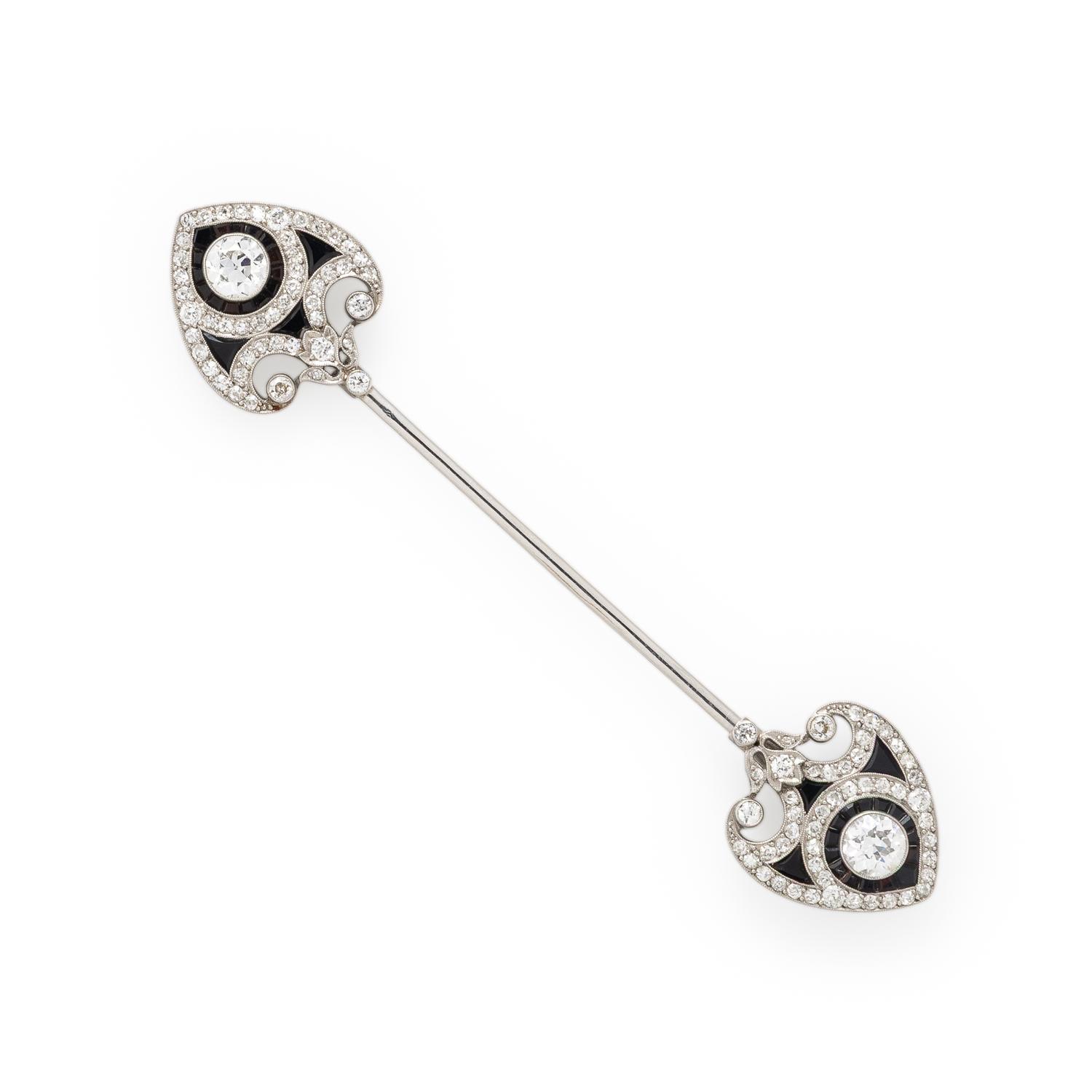 Art Deco, French, Diamond, Onyx, and Platinum Jabot