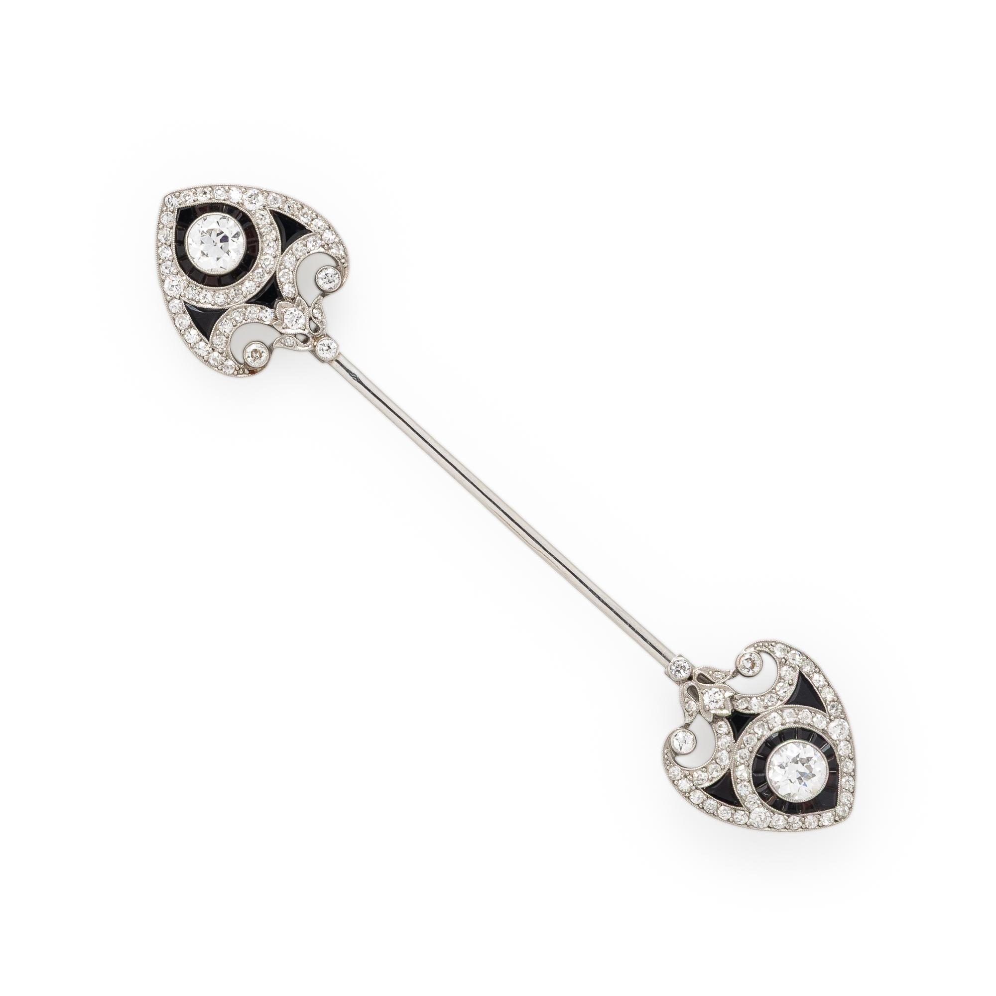 Art Deco, French, Diamond, Onyx, and Platinum Jabot