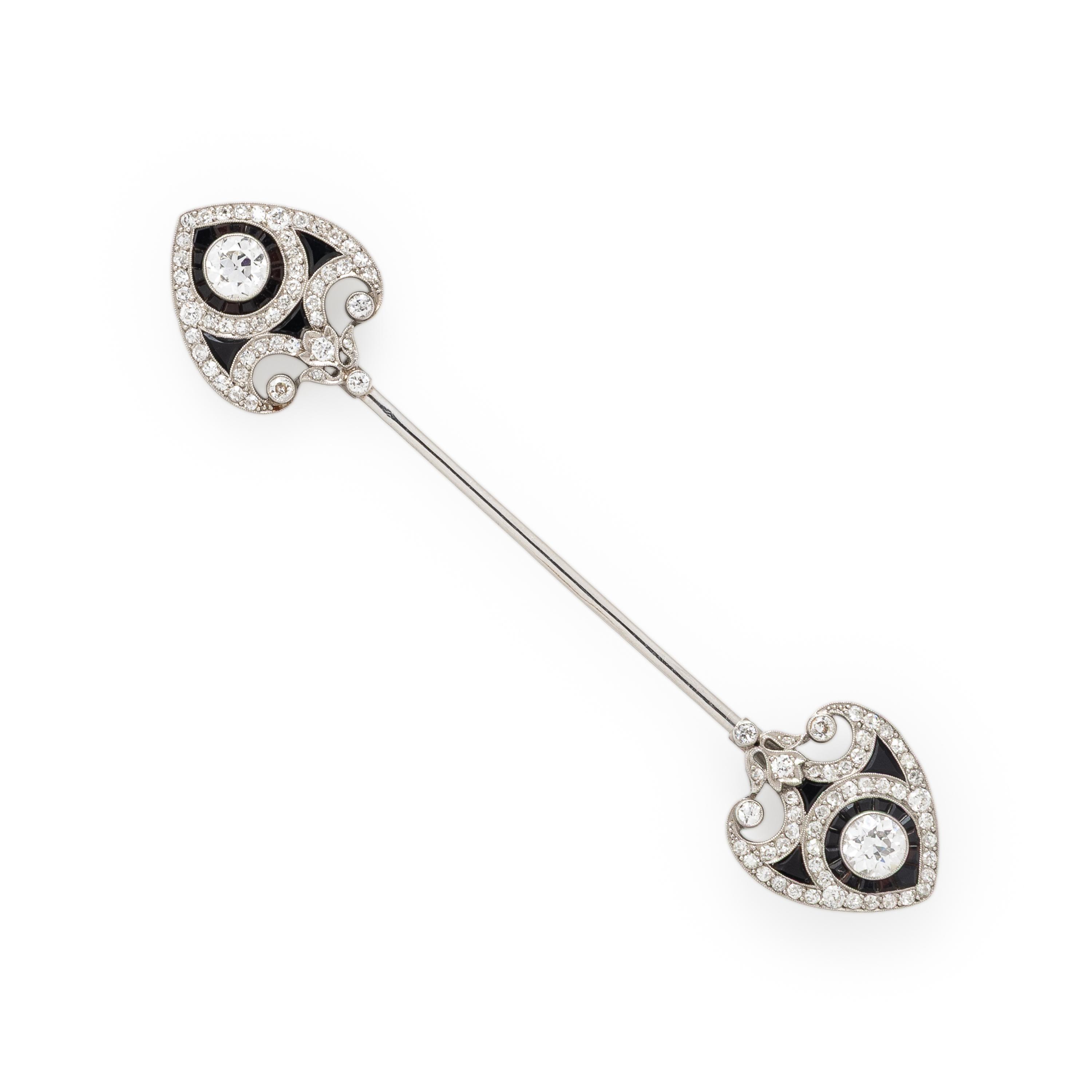 Art Deco, French, Diamond, Onyx, and Platinum Jabot