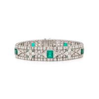 ART DECO, DIAMOND AND EMERALD BRACELET