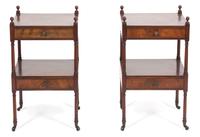 A Pair of Sheraton Style Two-Tier Side Tables Height 26 1/2 x width 16 x depth 15 1/2 inches. — 20TH CENTURY